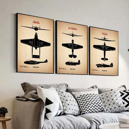 Affiche Vintage Spitfire WWII – Art Militaire Aviation | Impression Toile Décoration Murale