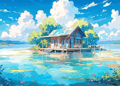 Affiche Anime Esthétique Sakura & Océan – Art Japonais Onirique | Impression Toile Canvas