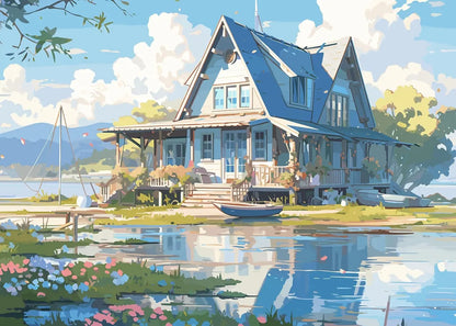 Affiche Anime Esthétique Sakura & Océan – Art Japonais Onirique | Impression Toile Canvas