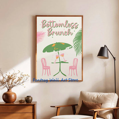 Affiche Tendance Palmiers & Disco – Style Y2K Malibu Beach | Déco Murale 30x40cm