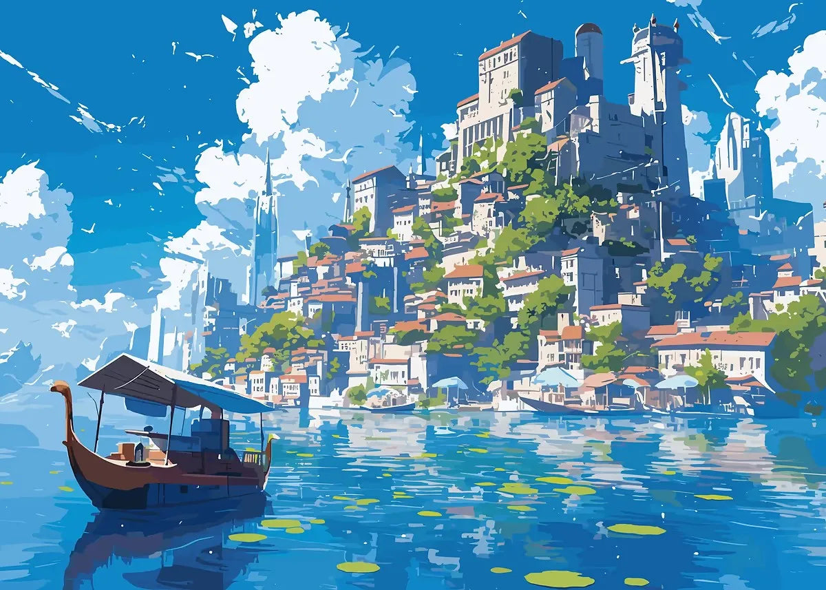 Affiche Anime Esthétique Sakura & Océan – Art Japonais Onirique | Impression Toile Canvas