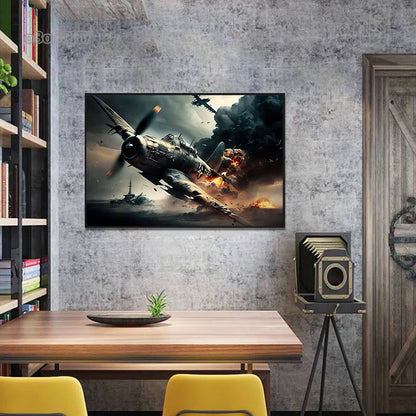 Affiche Avion de Chasse – Impression sur Toile Art Mural Aquarelle