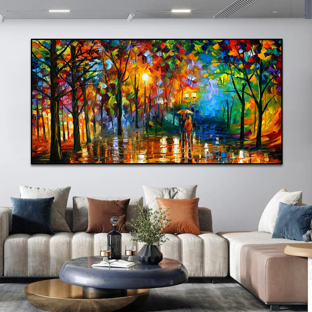 Tableau Abstrait Paysage de Pluie – Toile Colorée
