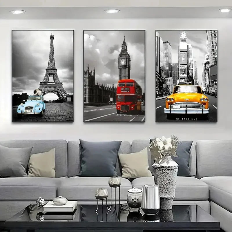 Tableau Horizon Urbain – Rues Iconées sur Toile