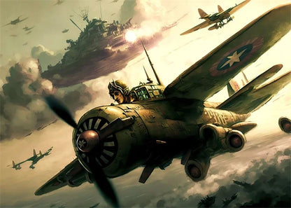 Affiche Avion de Chasse – Impression sur Toile Art Mural Aquarelle