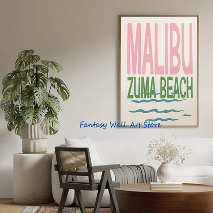 Affiche Tendance Palmiers & Disco – Style Y2K Malibu Beach | Déco Murale 30x40cm